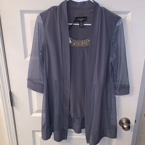 NWT R&M Richards Mother of the Bride Formal Suit Top in Charcoal size 8P